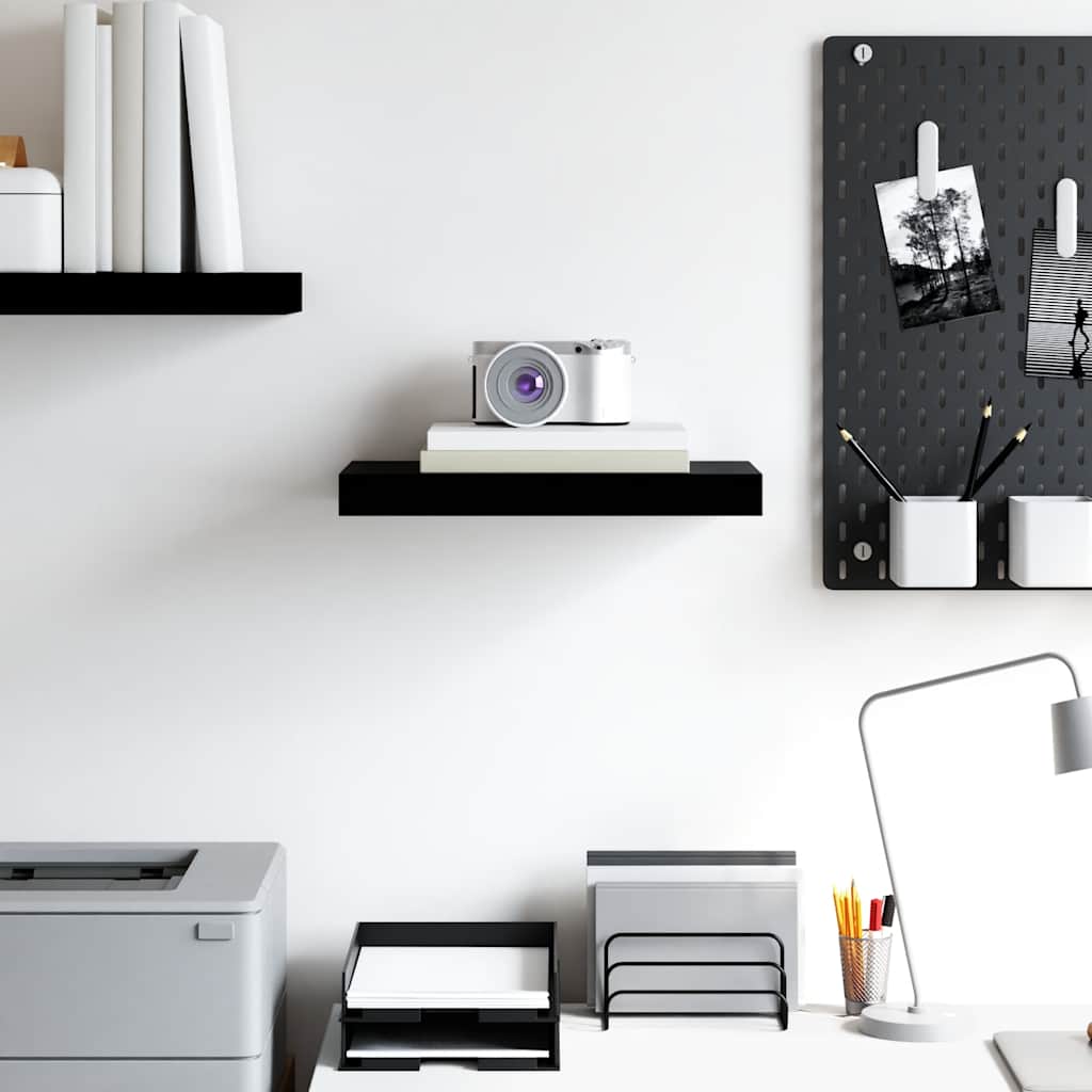 Floating Wall Shelf High Gloss Black 40x23x3.8 cm MDF