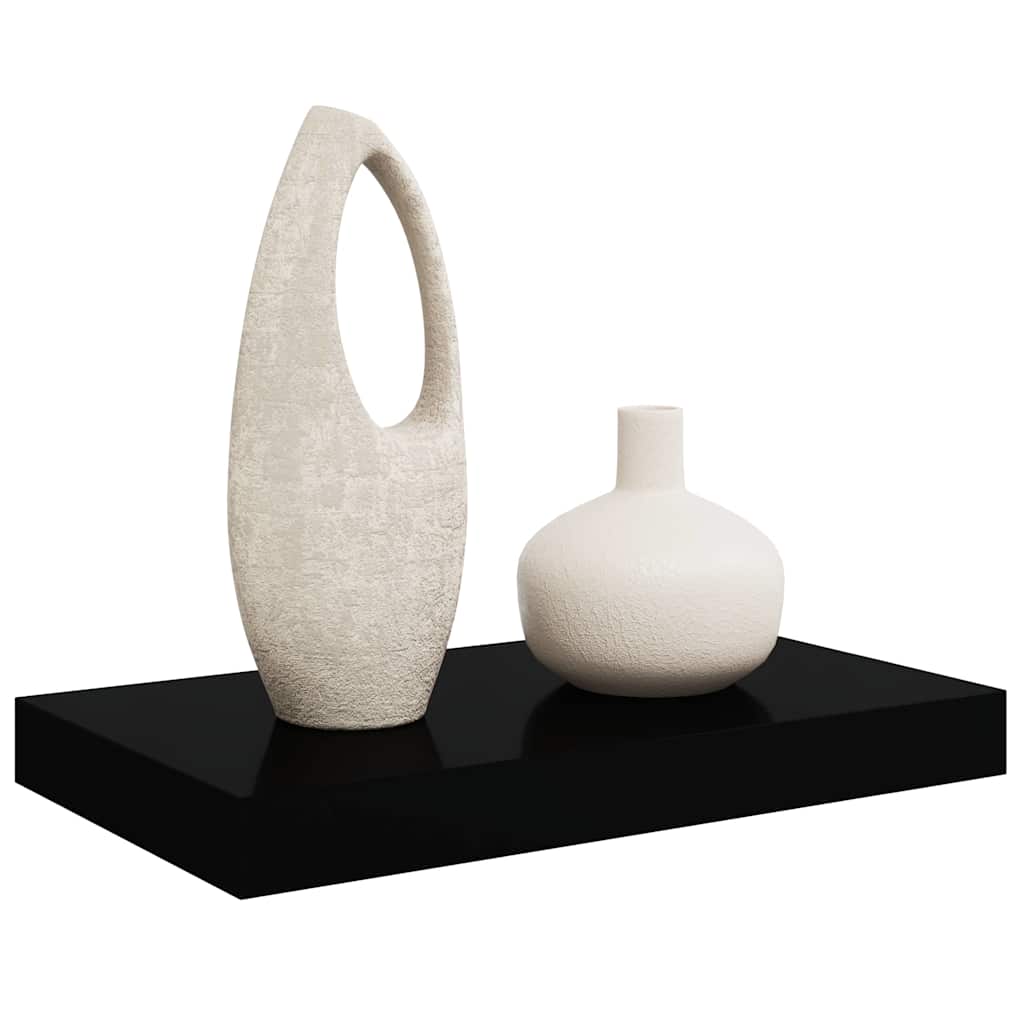Floating Wall Shelf High Gloss Black 40x23x3.8 cm MDF