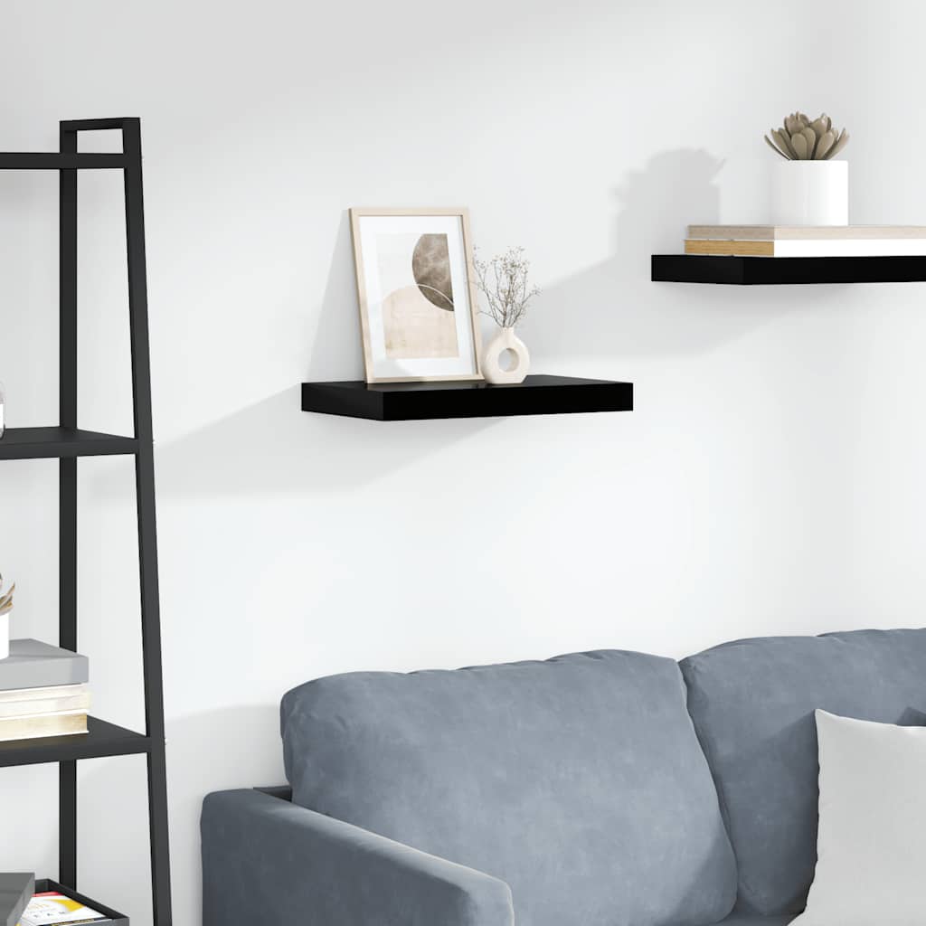 Floating Wall Shelf High Gloss Black 40x23x3.8 cm MDF