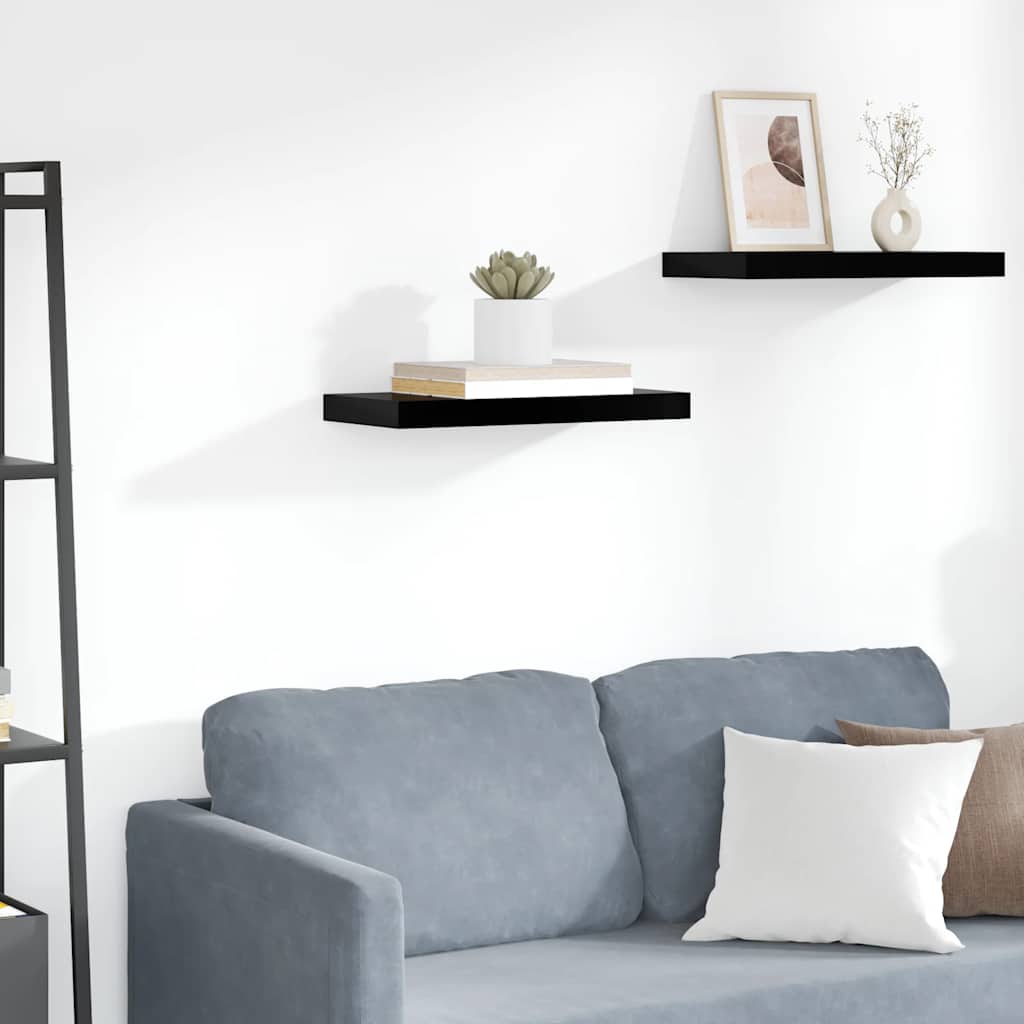 Floating Wall Shelf High Gloss Black 50x23x3.8 cm MDF