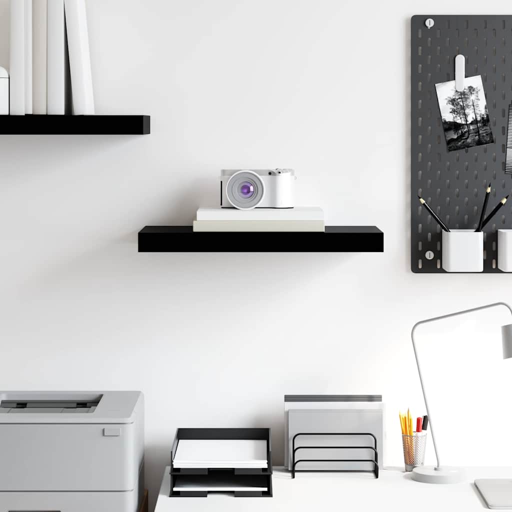 Floating Wall Shelf High Gloss Black 50x23x3.8 cm MDF