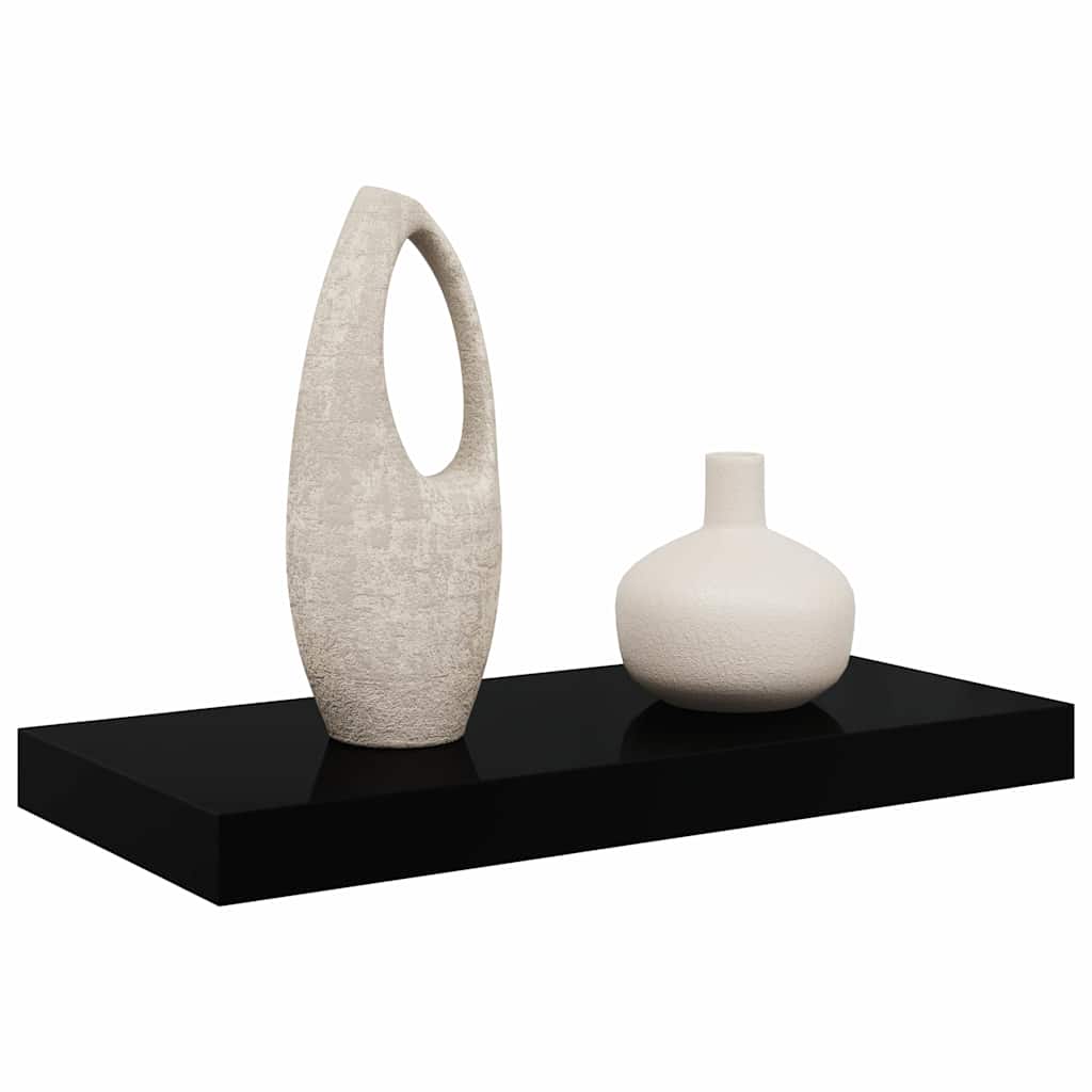 Floating Wall Shelf High Gloss Black 50x23x3.8 cm MDF