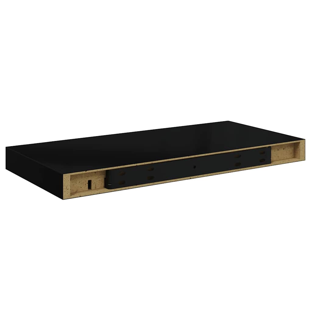 Floating Wall Shelf High Gloss Black 50x23x3.8 cm MDF