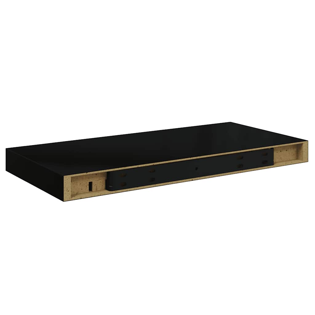 Floating Wall Shelves 2 pcs High Gloss Black 50x23x3.8 cm MDF