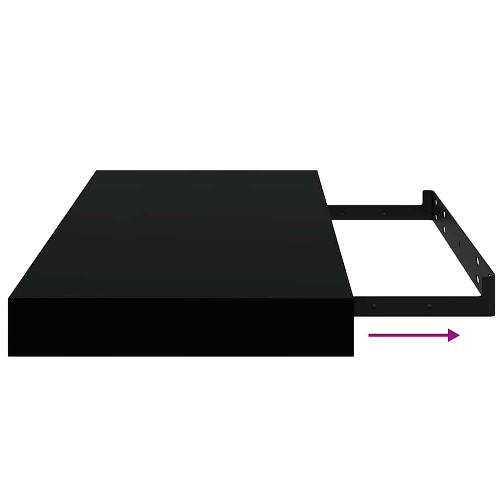 Floating Wall Shelves 2 pcs High Gloss Black 50x23x3.8 cm MDF