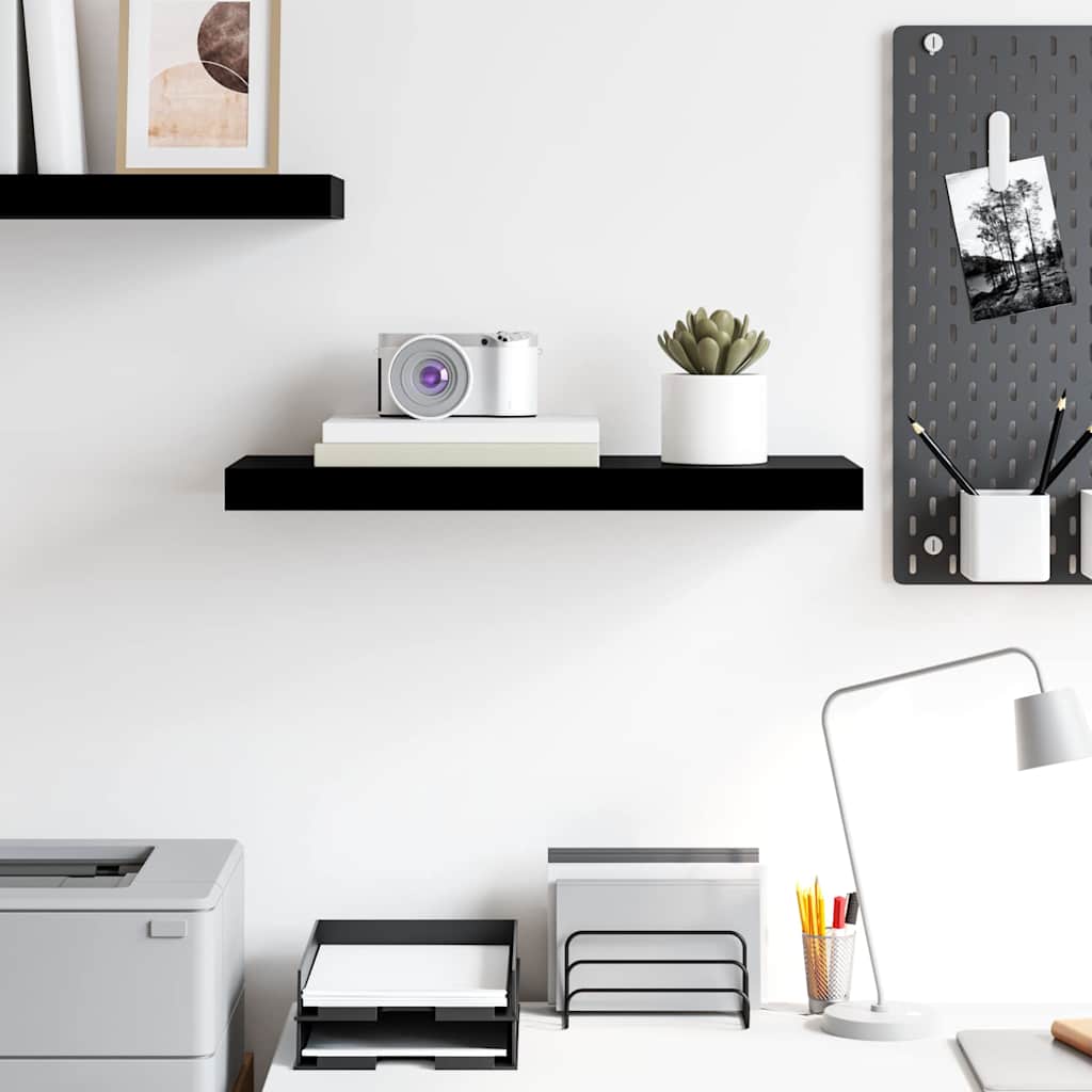 Floating Wall Shelf High Gloss Black 60x23.5x3.8 cm MDF