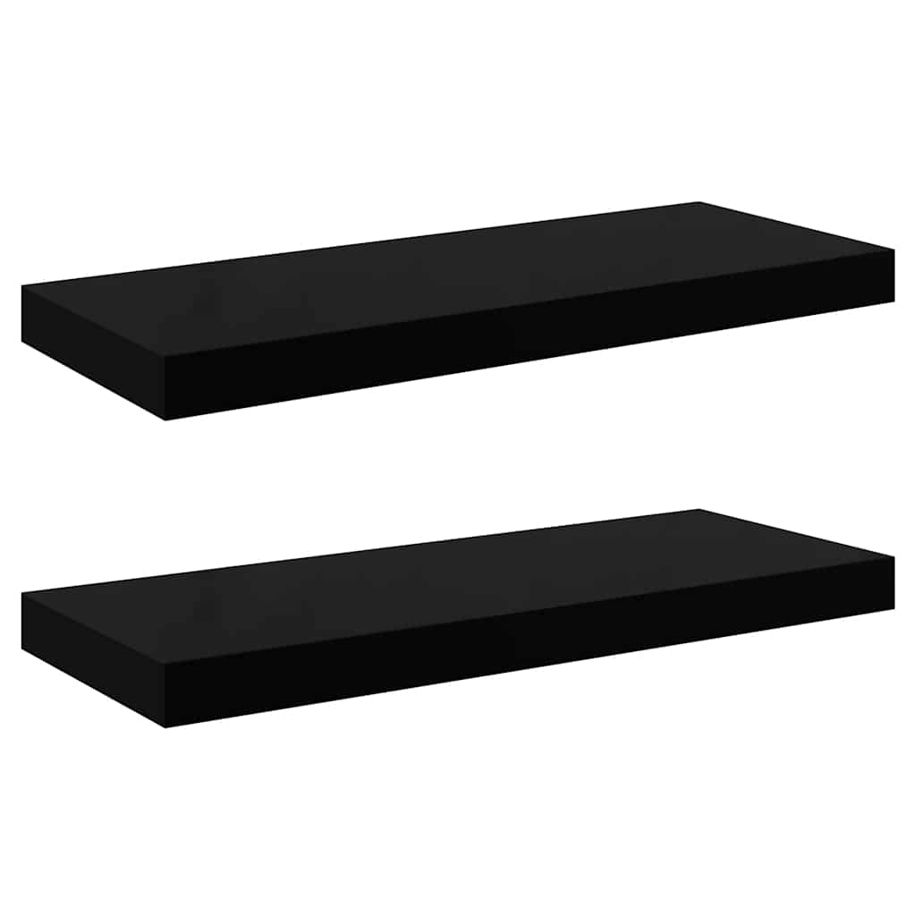Floating Wall Shelves 2 pcs High Gloss Black 60x23.5x3.8 cm MDF