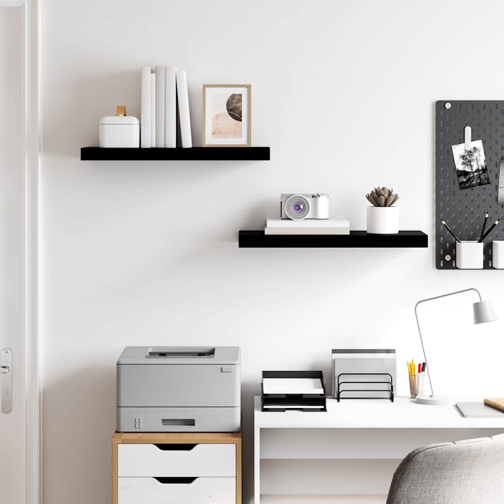 Floating Wall Shelves 2 pcs High Gloss Black 60x23.5x3.8 cm MDF