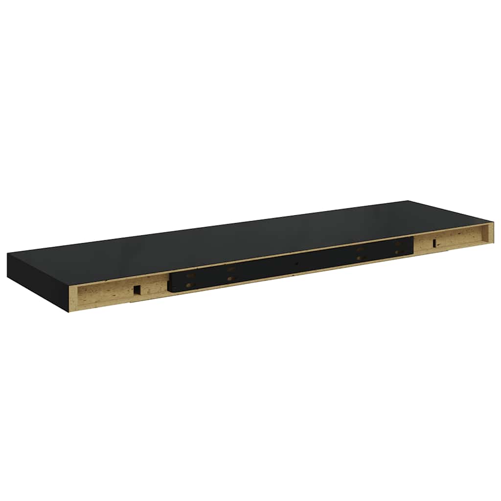 Floating Wall Shelves 2 pcs High Gloss Black 80x23.5x3.8 cm MDF