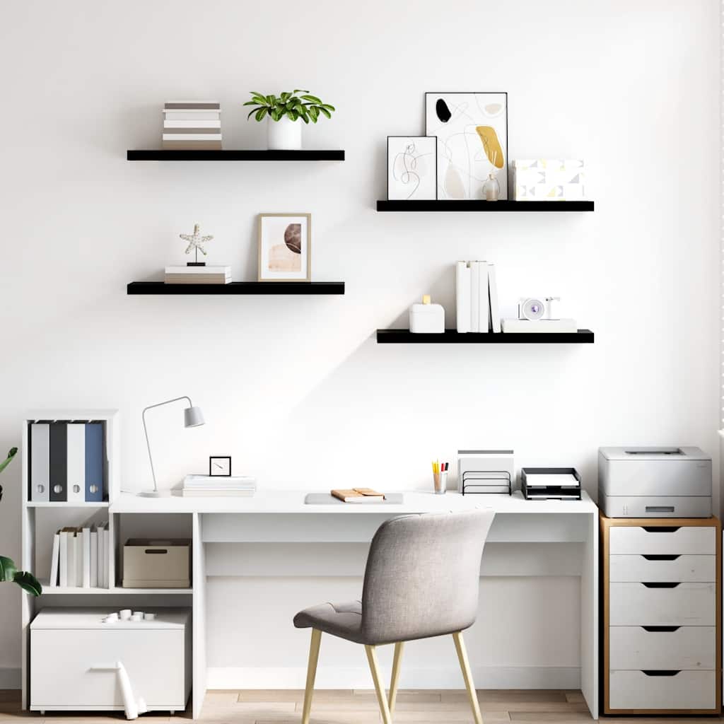 Floating Wall Shelves 4 pcs High Gloss Black 80x23.5x3.8 cm MDF