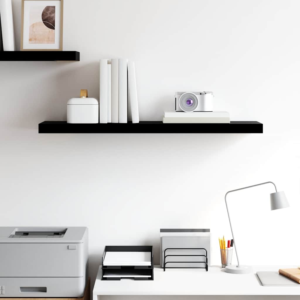 Floating Wall Shelf High Gloss Black 90x23.5x3.8 cm MDF
