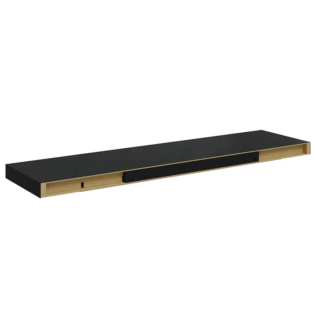 Floating Wall Shelf High Gloss Black 90x23.5x3.8 cm MDF