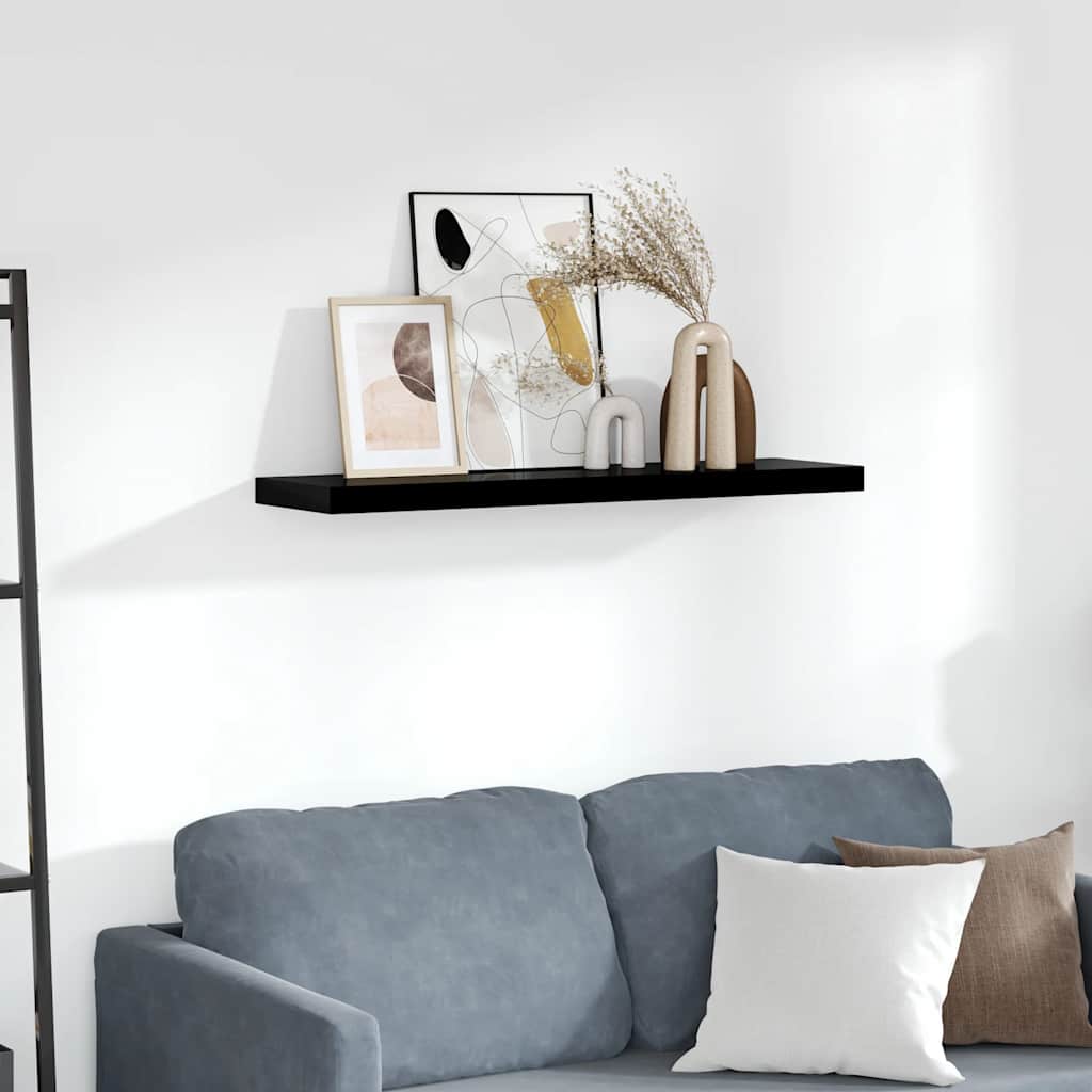 Floating Wall Shelf High Gloss Black 90x23.5x3.8 cm MDF