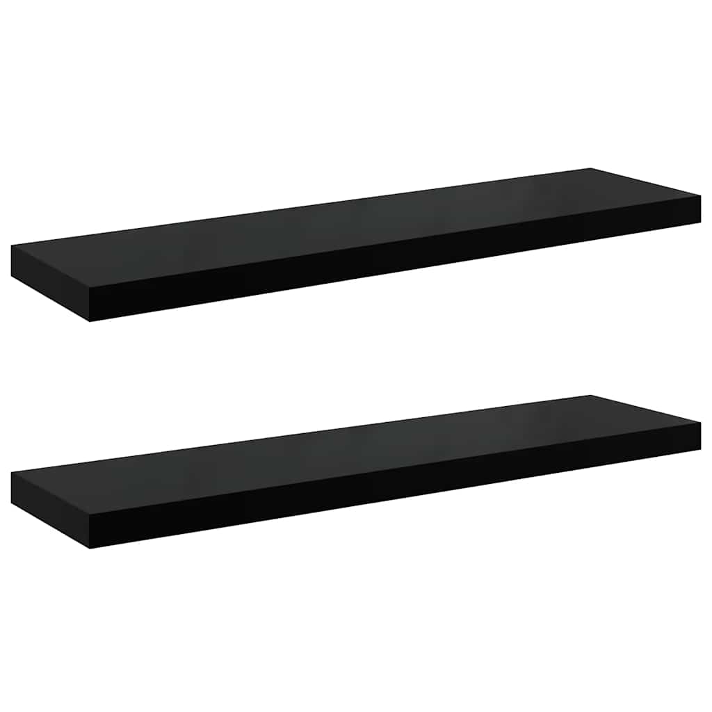 Floating Wall Shelves 2 pcs High Gloss Black 90x23.5x3.8 cm MDF