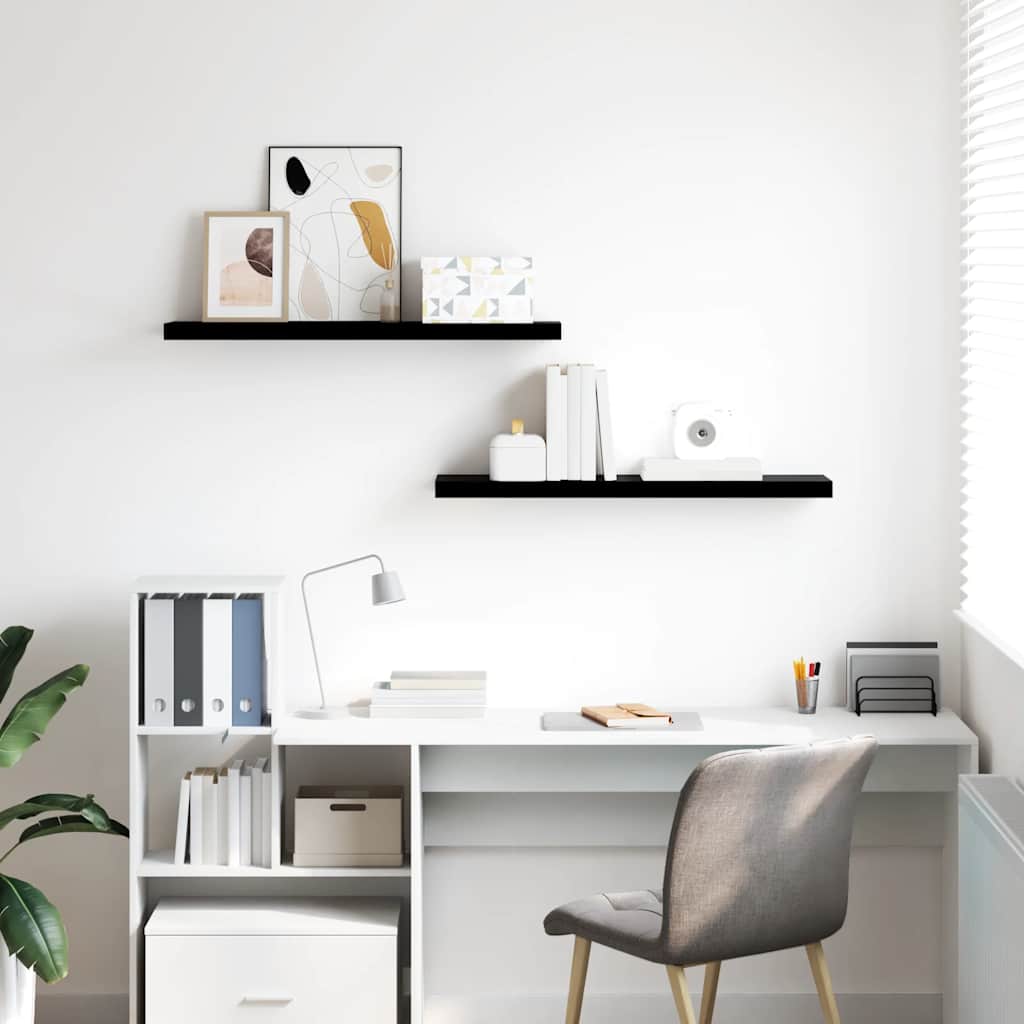 Floating Wall Shelves 2 pcs High Gloss Black 90x23.5x3.8 cm MDF