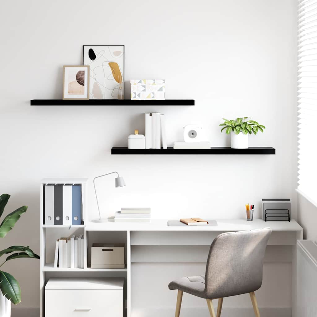 Floating Wall Shelves 2 pcs High Gloss Black 120x23.5x3.8 cm MDF
