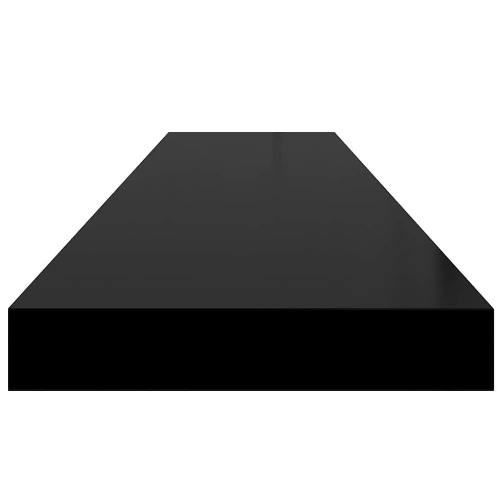 Floating Wall Shelves 2 pcs High Gloss Black 120x23.5x3.8 cm MDF