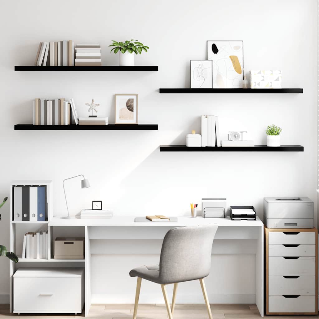 Floating Wall Shelves 4 pcs High Gloss Black 120x23.5x3.8 cm MDF