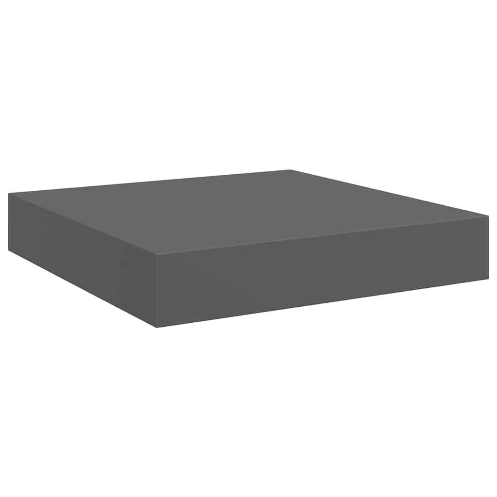 Floating Wall Shelves 2 pcs High Gloss Grey 23x23.5x3.8 cm MDF
