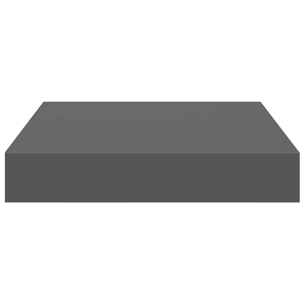 Floating Wall Shelves 2 pcs High Gloss Grey 23x23.5x3.8 cm MDF