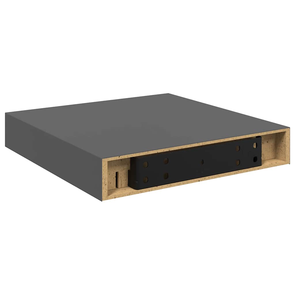 Floating Wall Shelves 2 pcs High Gloss Grey 23x23.5x3.8 cm MDF