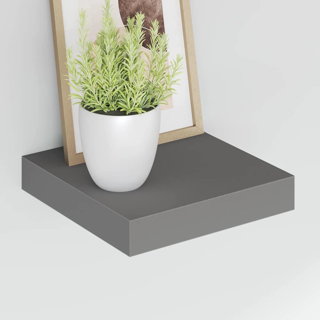 Floating Wall Shelves 4 pcs High Gloss Grey 23x23.5x3.8 cm MDF