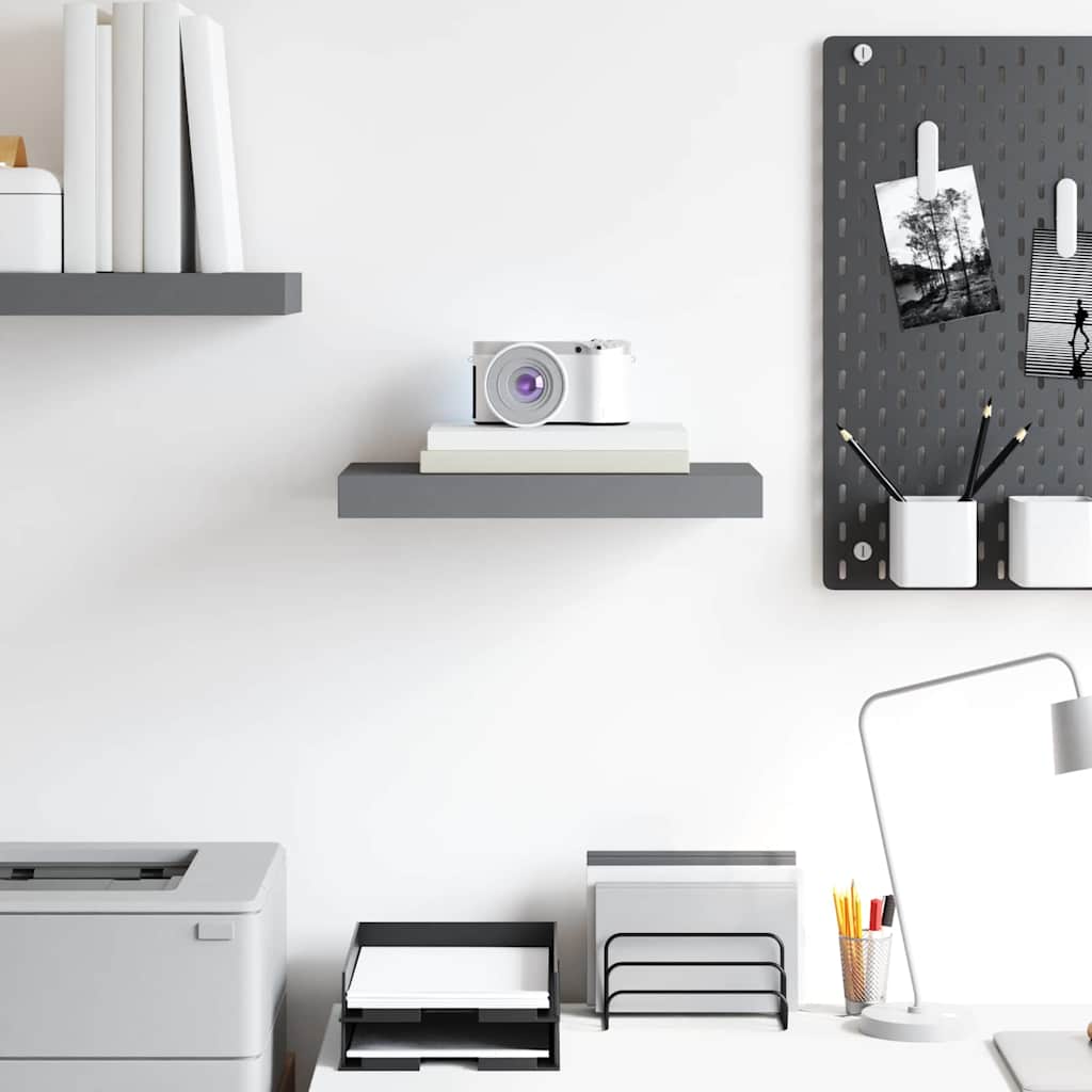 Floating Wall Shelf High Gloss Grey 40x23x3.8 cm MDF