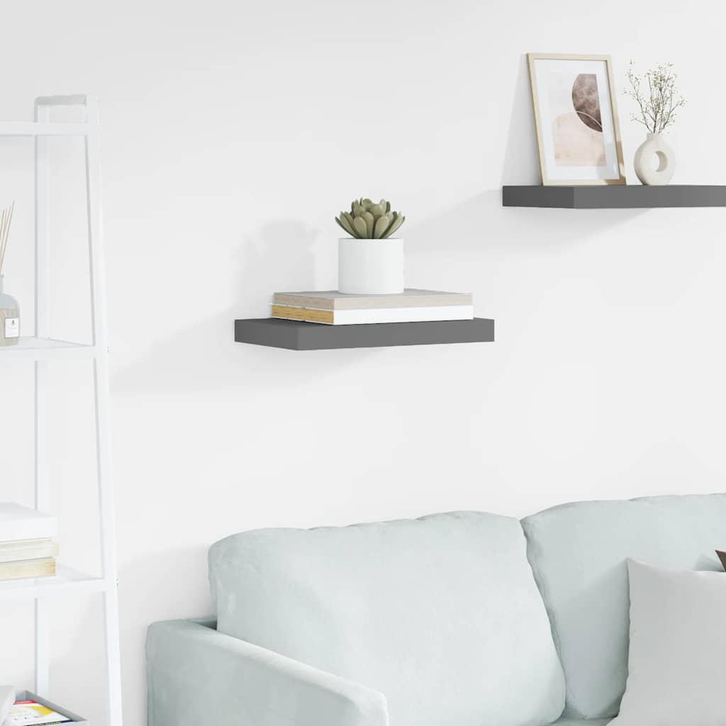 Floating Wall Shelf High Gloss Grey 40x23x3.8 cm MDF