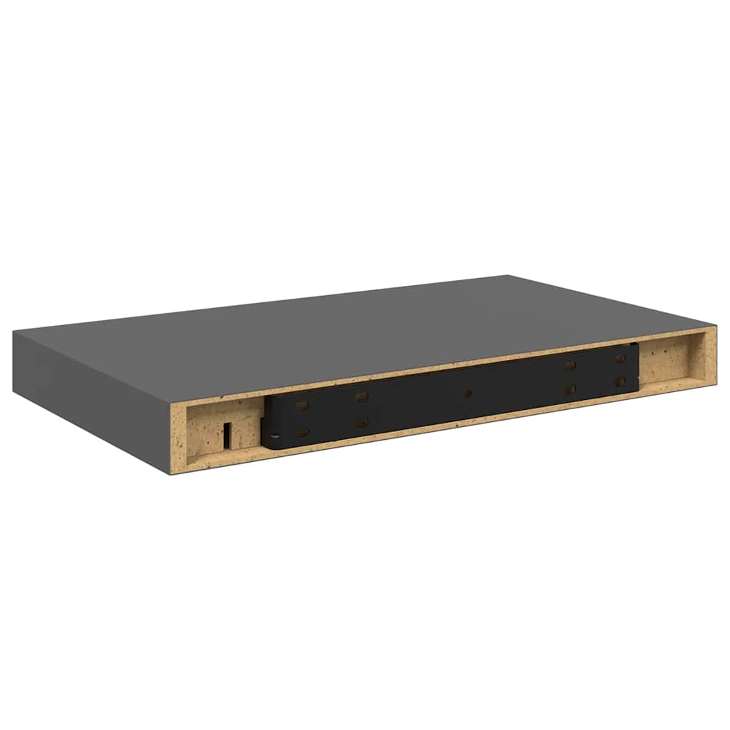 Floating Wall Shelves 2 pcs High Gloss Grey 40x23x3.8 cm MDF