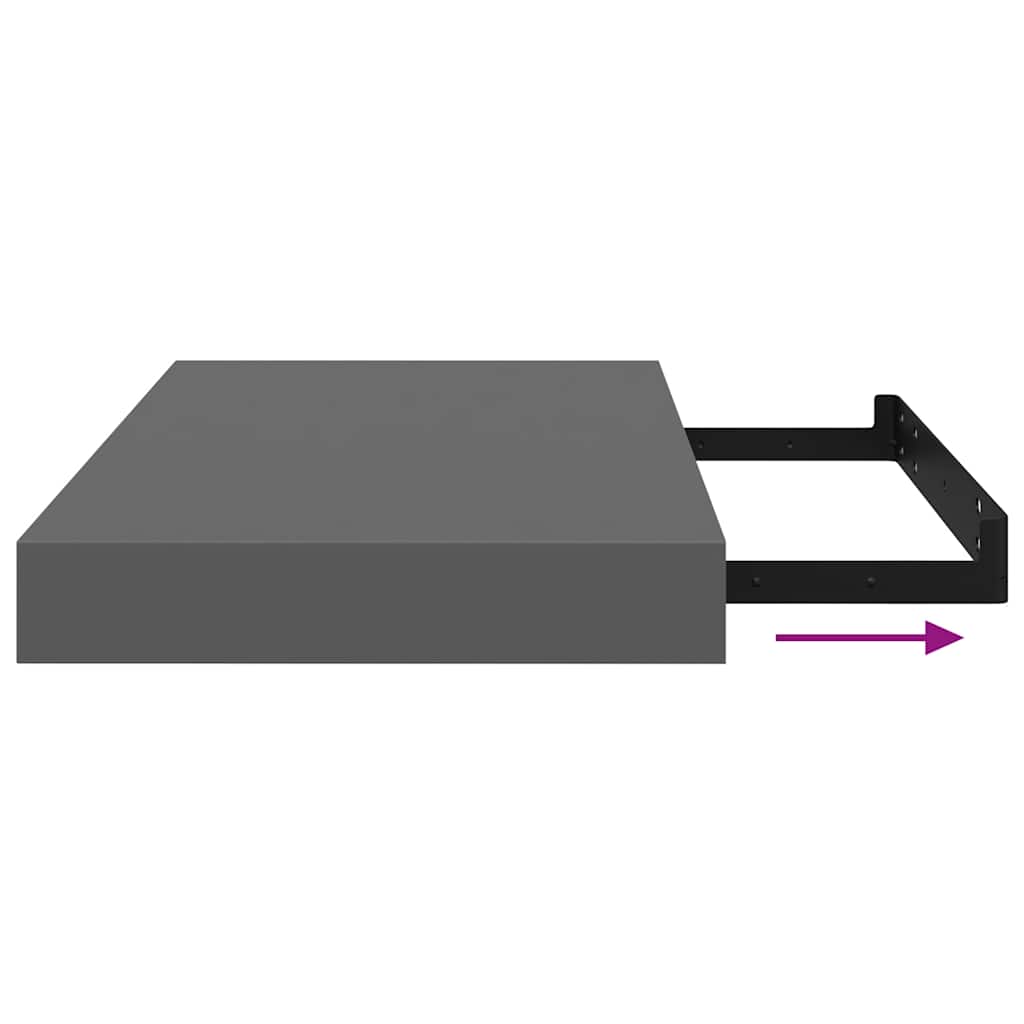 Floating Wall Shelves 2 pcs High Gloss Grey 40x23x3.8 cm MDF