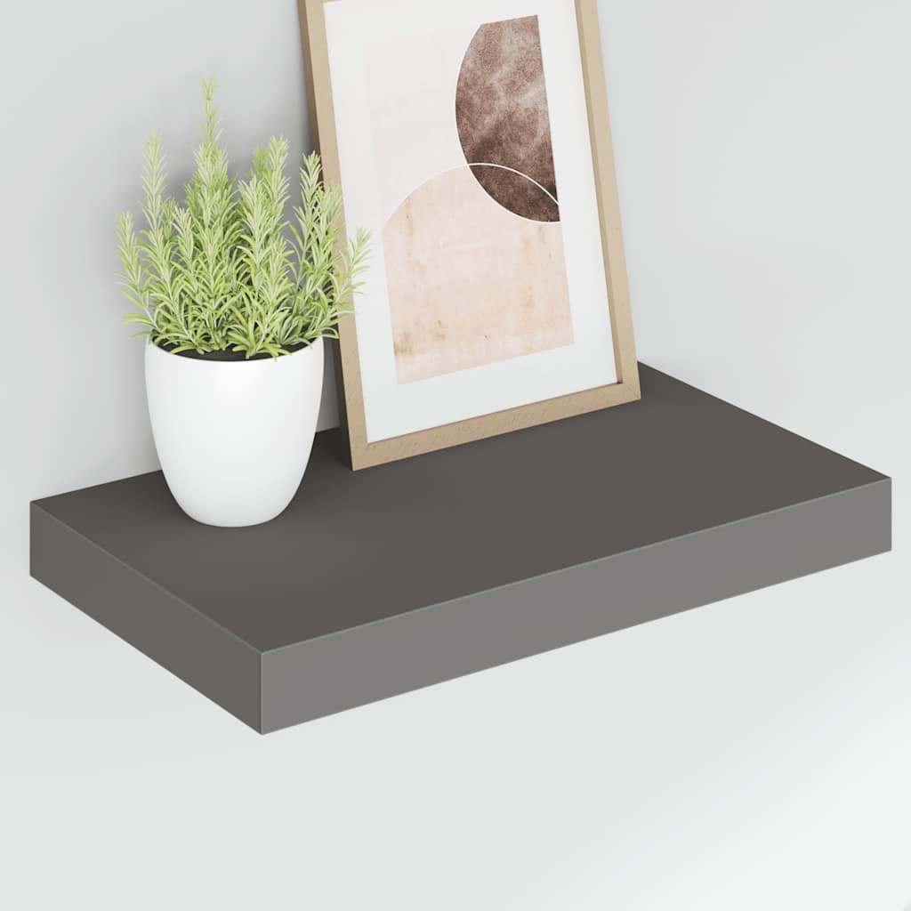 Floating Wall Shelves 4 pcs High Gloss Grey 40x23x3.8 cm MDF