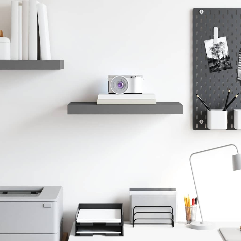 Floating Wall Shelf High Gloss Grey 50x23x3.8 cm MDF