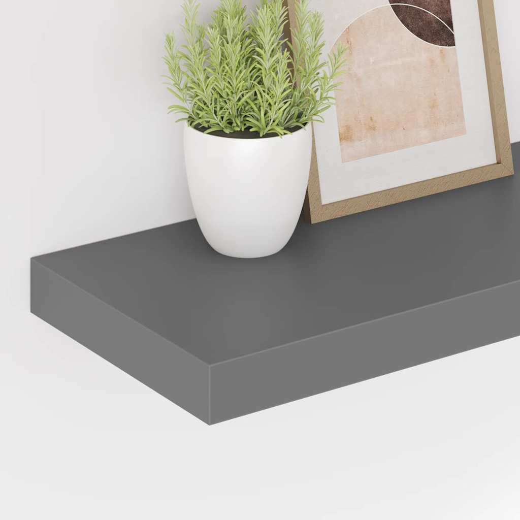 Floating Wall Shelf High Gloss Grey 50x23x3.8 cm MDF