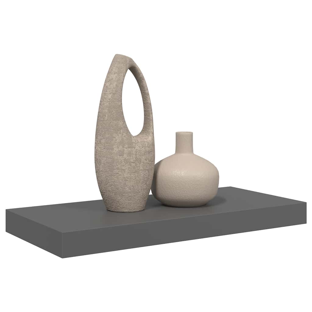 Floating Wall Shelf High Gloss Grey 50x23x3.8 cm MDF