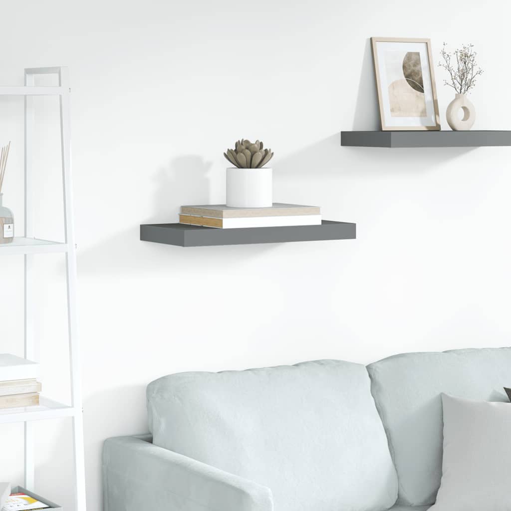 Floating Wall Shelf High Gloss Grey 50x23x3.8 cm MDF