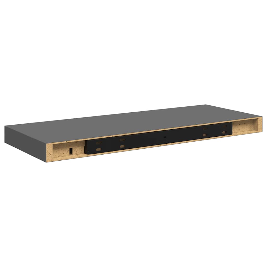 Floating Wall Shelf High Gloss Grey 60x23.5x3.8 cm MDF