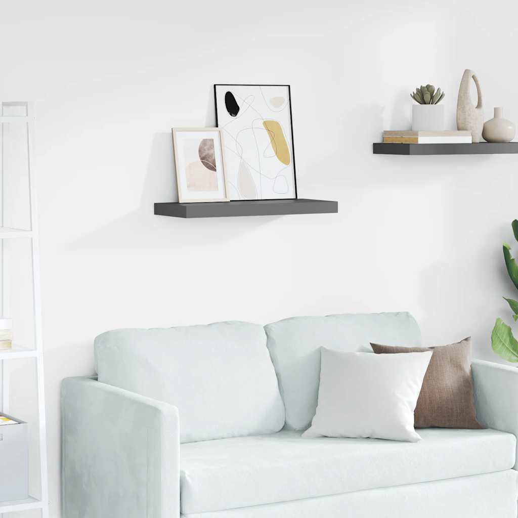 Floating Wall Shelf High Gloss Grey 60x23.5x3.8 cm MDF