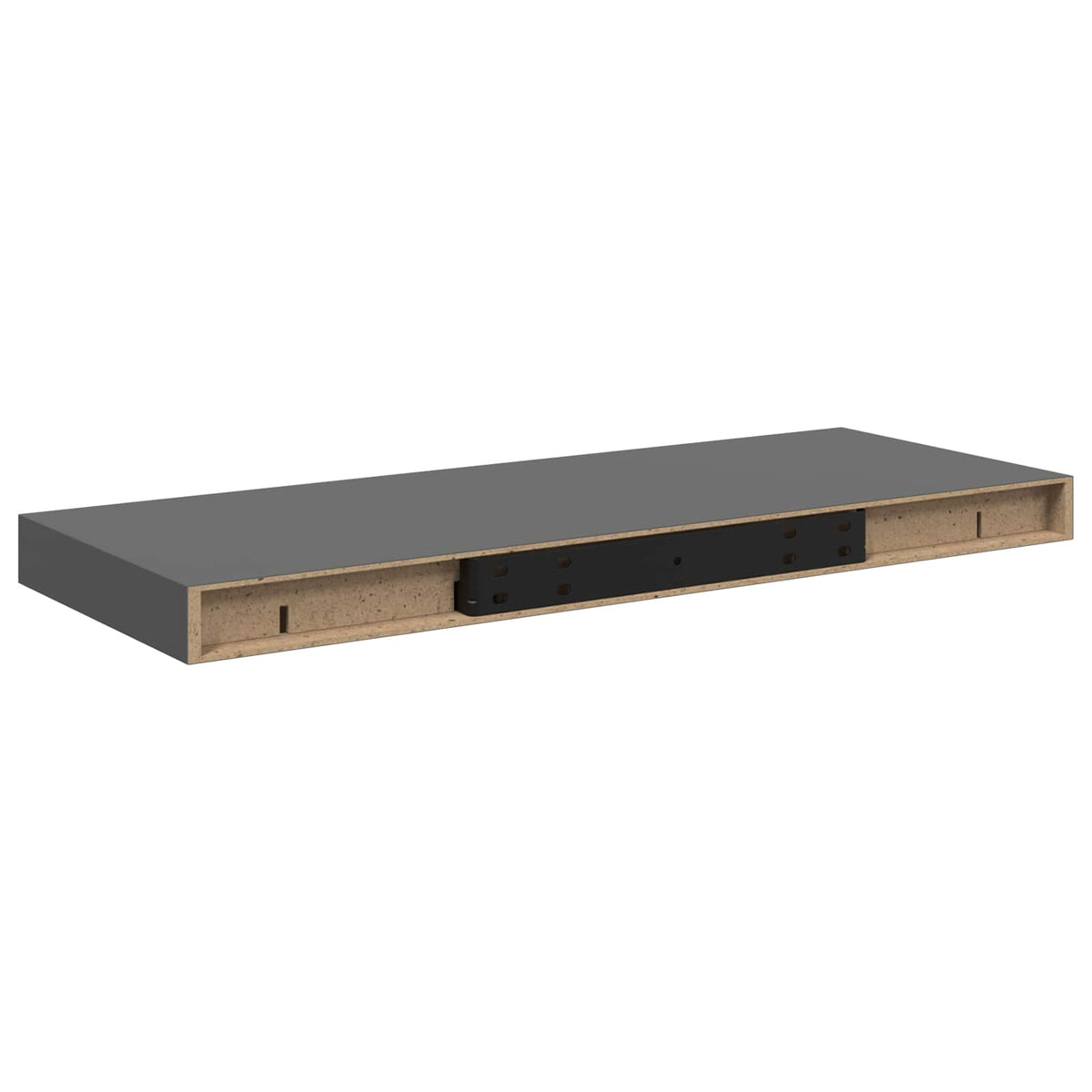 323790 vidaXL Floating Wall Shelf High Gloss Grey 60x23,5x3,8 cm MDF