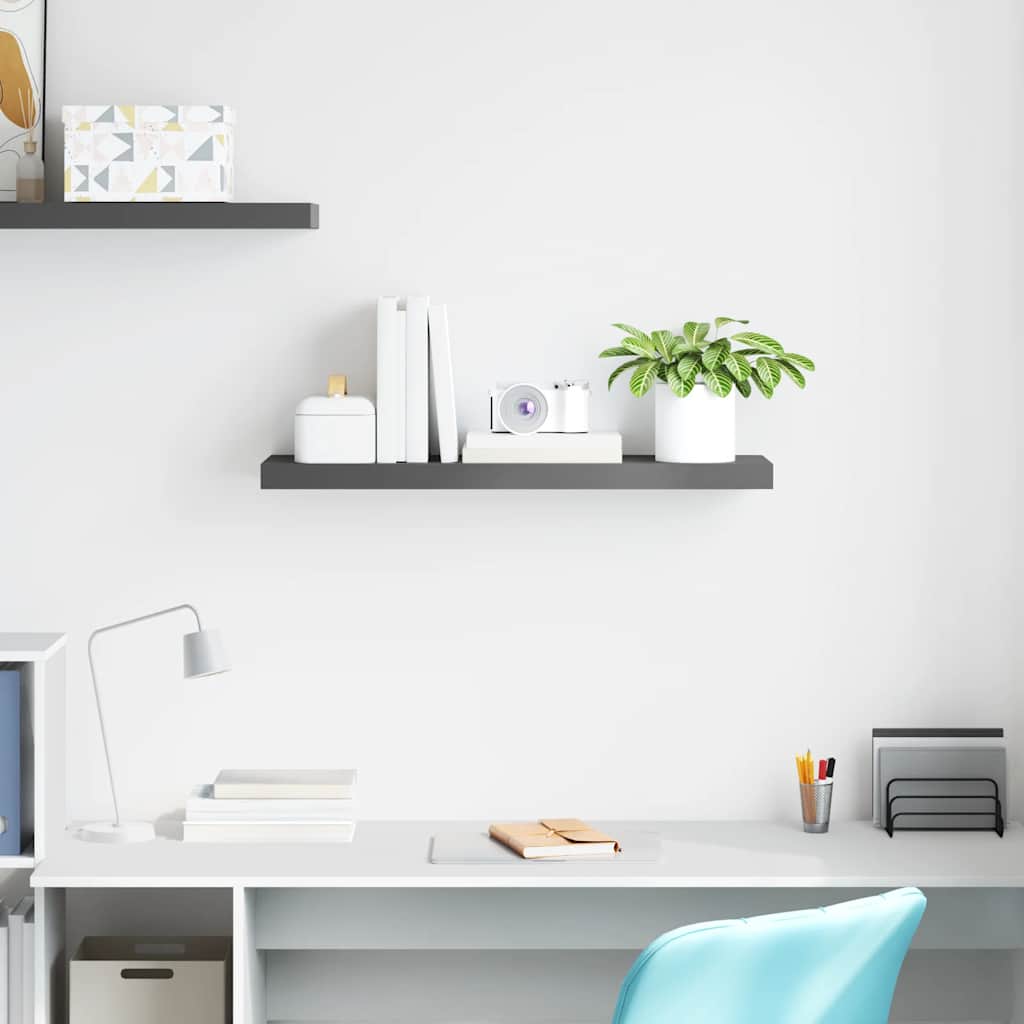 Floating Wall Shelf High Gloss Grey 80x23.5x3.8 cm MDF
