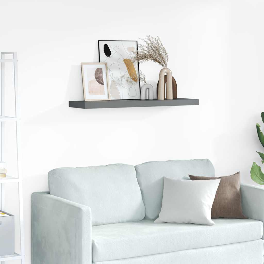 Floating Wall Shelf High Gloss Grey 90x23.5x3.8 cm MDF