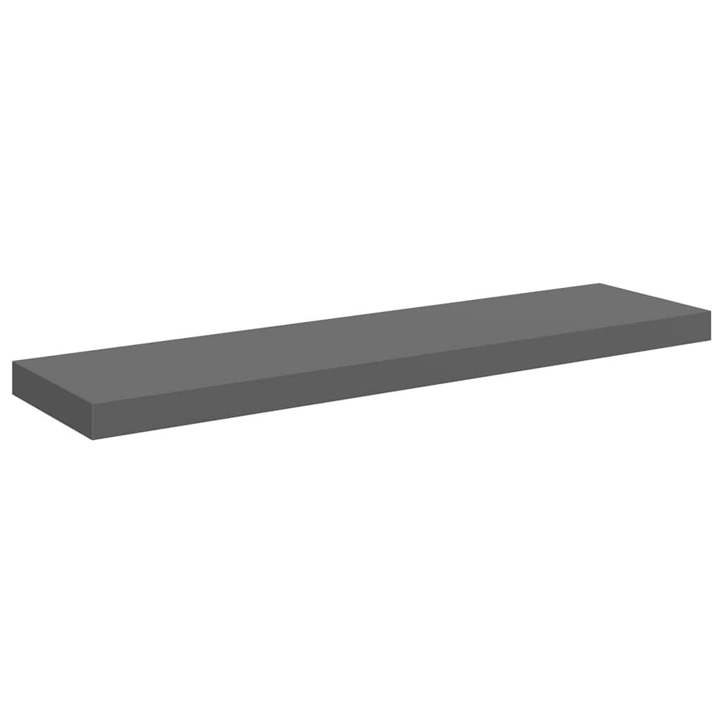 Floating Wall Shelves 2 pcs High Gloss Grey 90x23.5x3.8 cm MDF