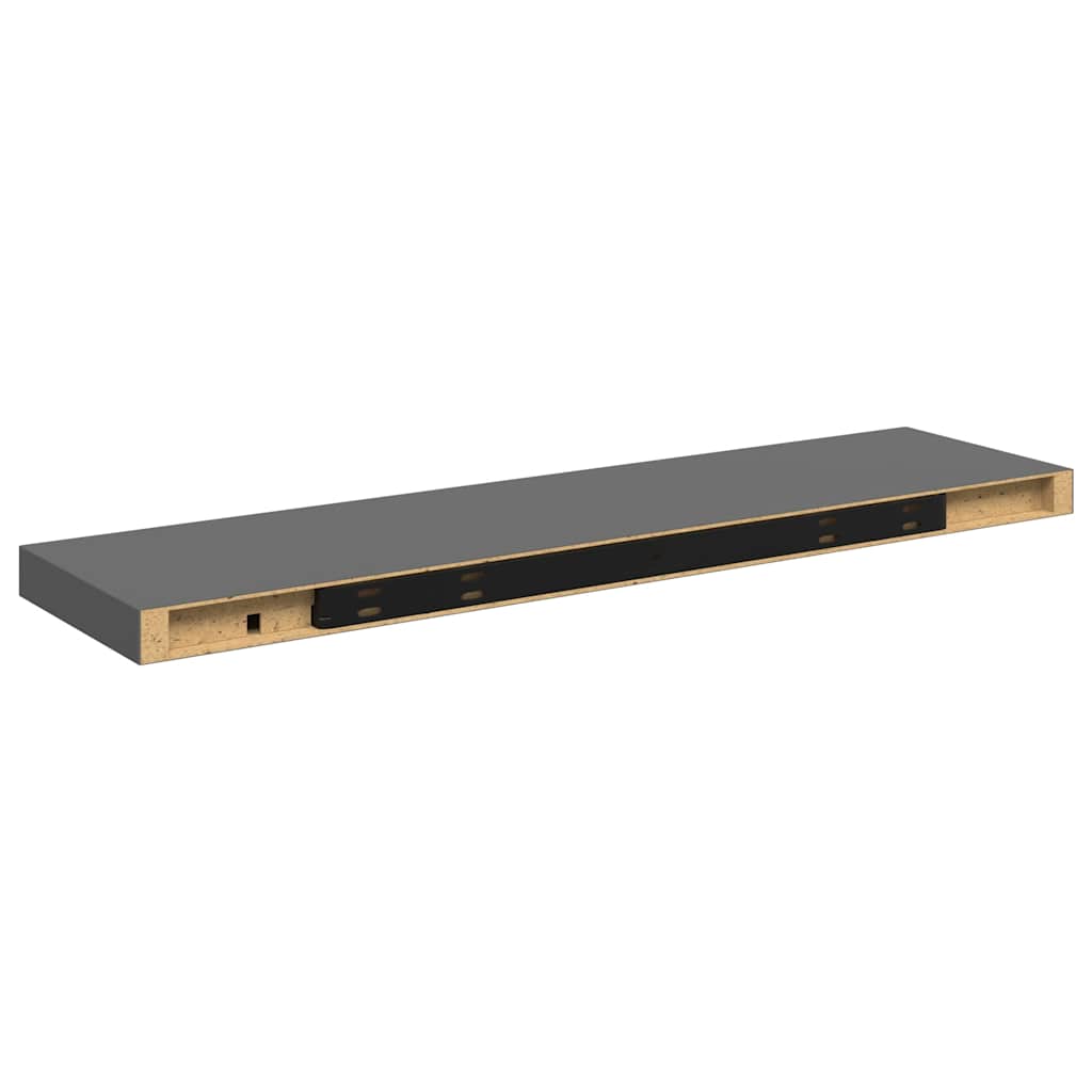 Floating Wall Shelves 4 pcs High Gloss Grey 90x23.5x3.8 cm MDF