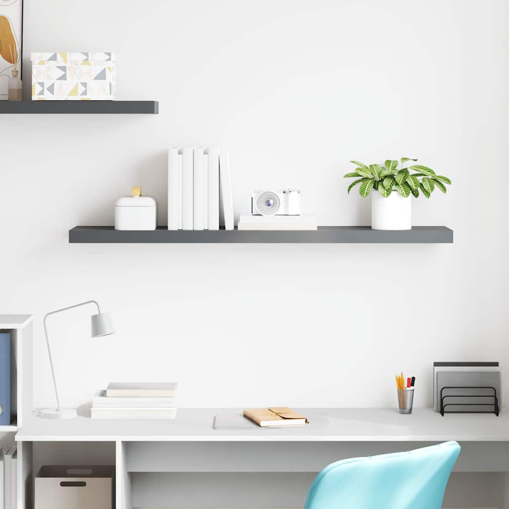 Floating Wall Shelf High Gloss Grey 120x23.5x3.8 cm MDF