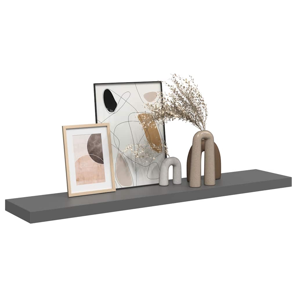 Floating Wall Shelf High Gloss Grey 120x23.5x3.8 cm MDF