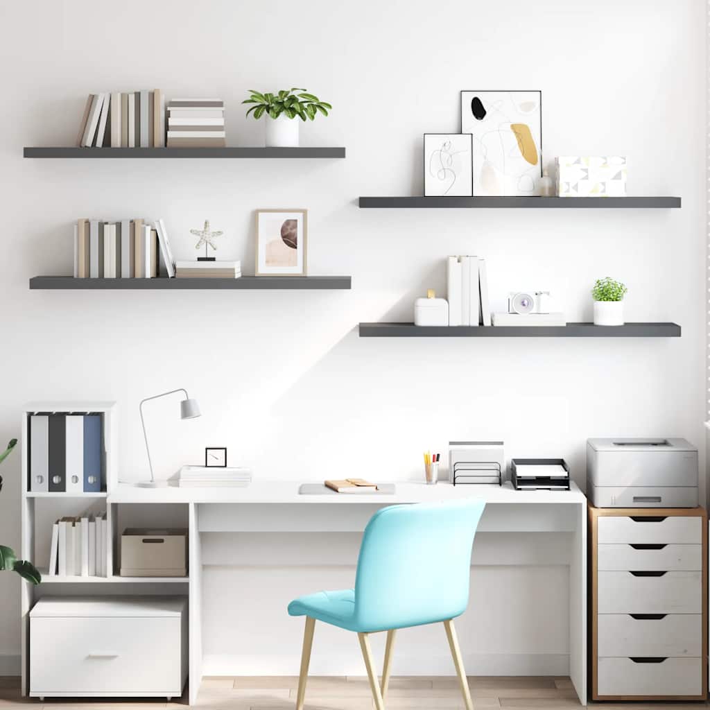 Floating Wall Shelves 4 pcs High Gloss Grey 120x23.5x3.8 cm MDF