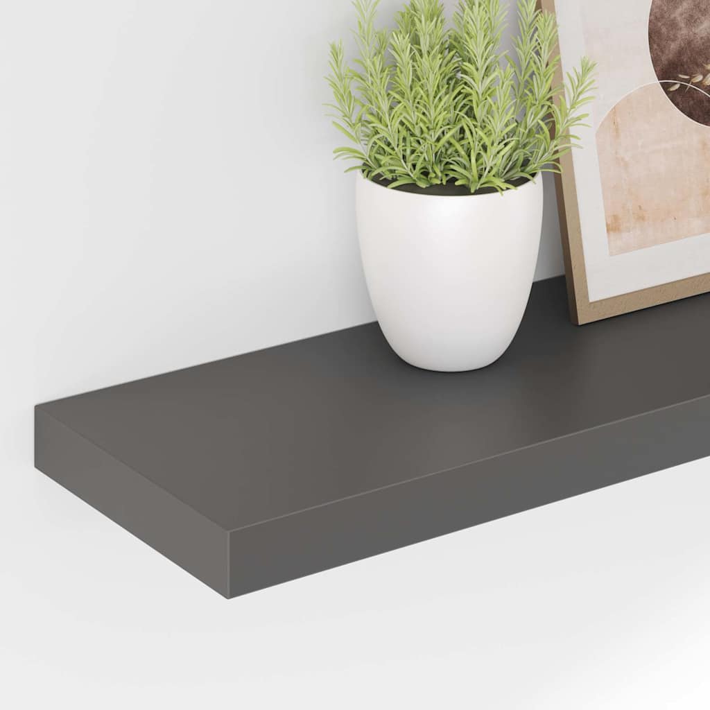 Floating Wall Shelves 4 pcs High Gloss Grey 120x23.5x3.8 cm MDF