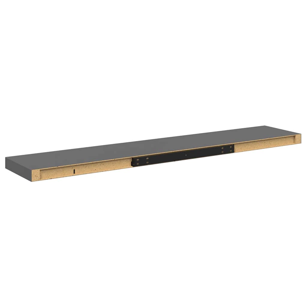Floating Wall Shelves 4 pcs High Gloss Grey 120x23.5x3.8 cm MDF