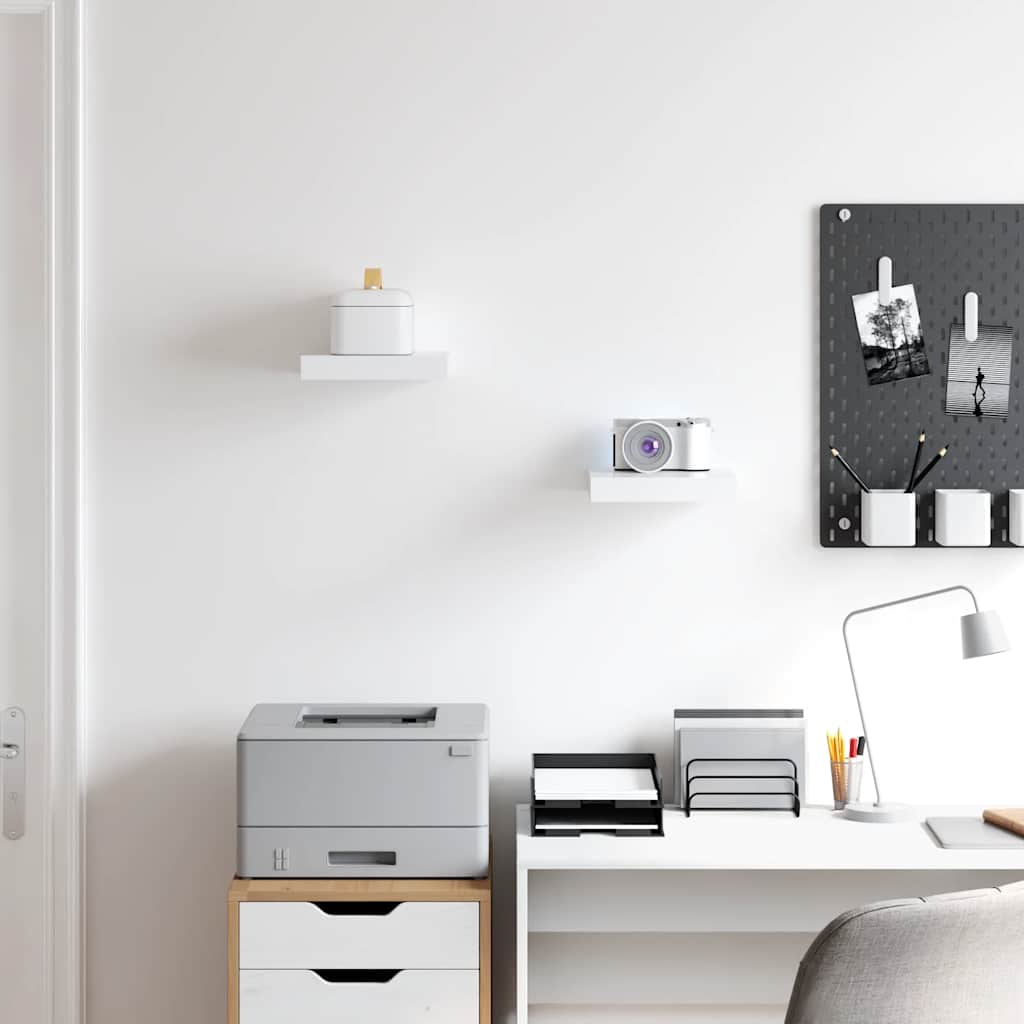 Floating Wall Shelves 2 pcs White 23x23.5x3.8 cm MDF