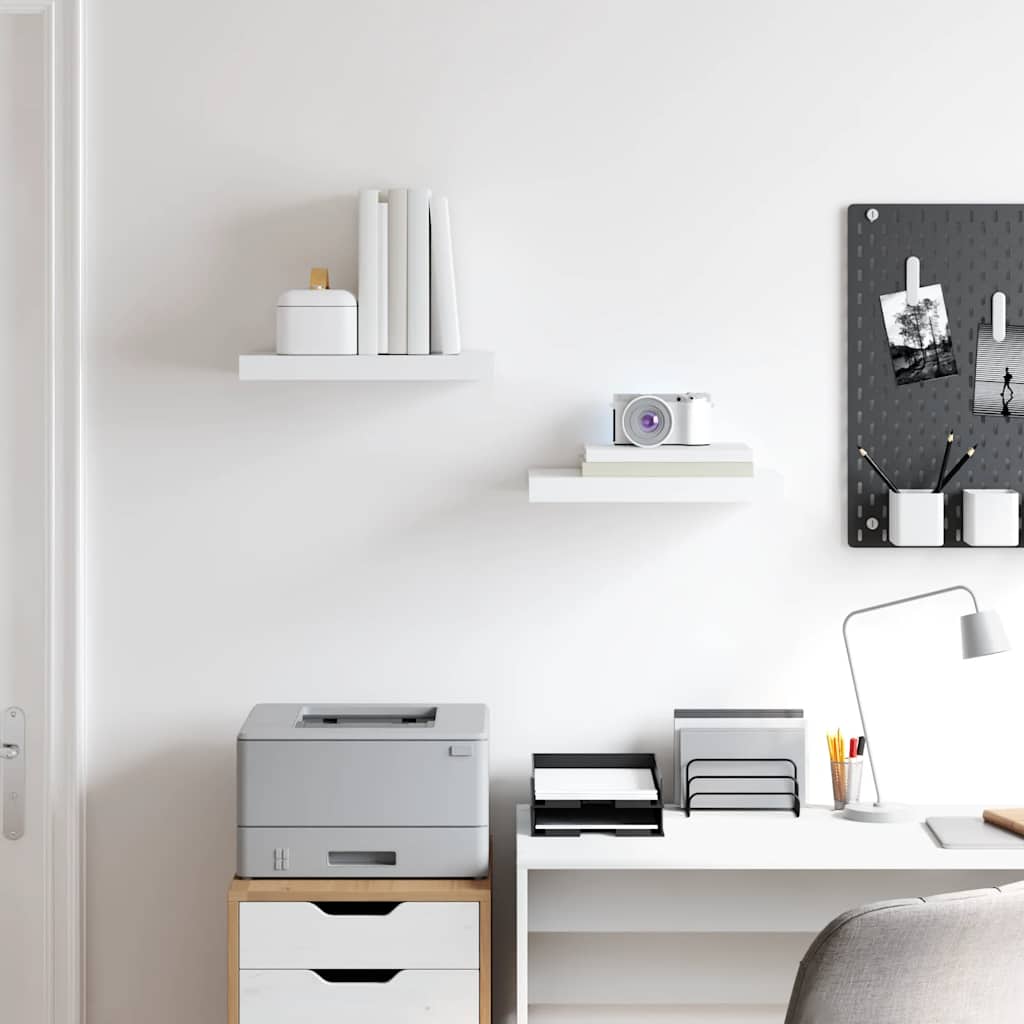 Floating Wall Shelves 2 pcs White 40x23x3.8 cm MDF