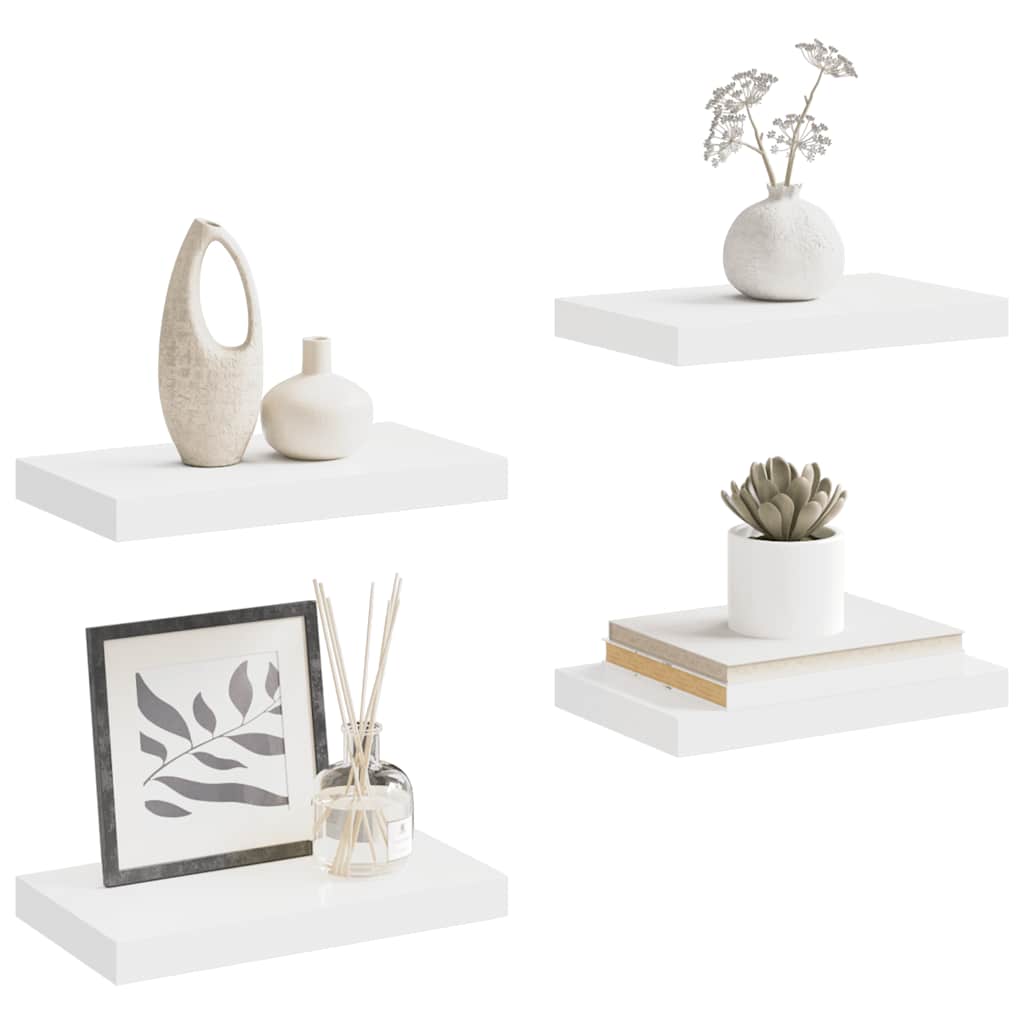 Floating Wall Shelves 4 pcs White 40x23x3.8 cm MDF